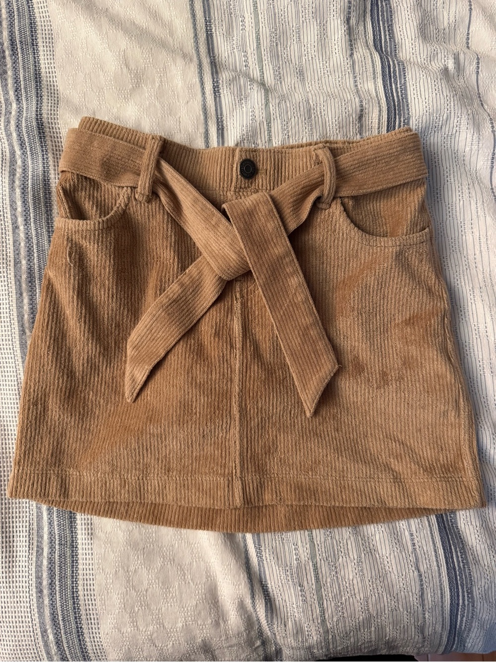 Abercrombie & Fitch Tan Corduroy Tie-Belt Mini Skirt